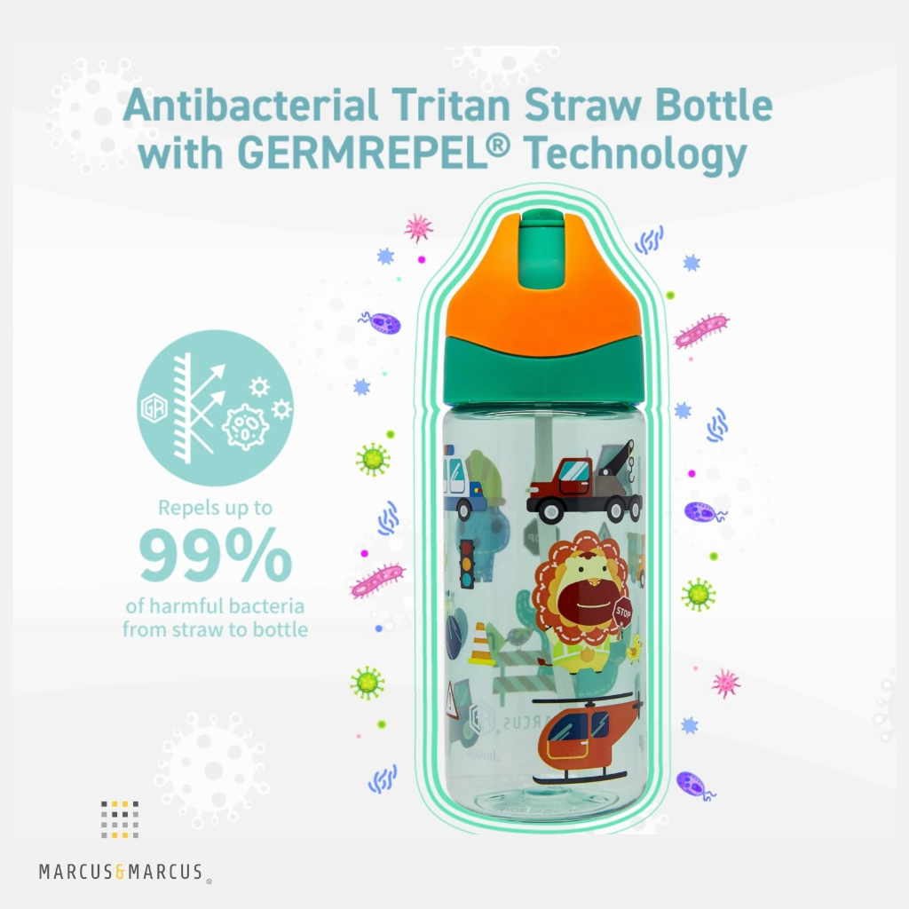 Marcus & Marcus Antibacterial Tritan Straw Bottle With Germrepel