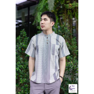 เสื้อคอจีนผู้ชายผ้าฝ้ายสไตล์ล้านนา BlueLanna