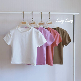 เสื้อยืดคอกลม ครอป เสื้อเข้ารูปตัวเล็ก ผ้ายูนิโคลบาง(T037)