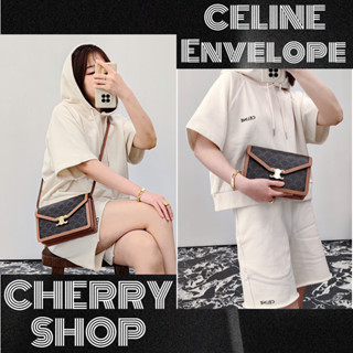 🍒ซีลีน Celine ENVELOPPE TRIOMPHE BAG🍒กระเป๋าซองจดหมาย/กระเป๋าสะพายไหล่/กระเป๋าสะพายข้าง