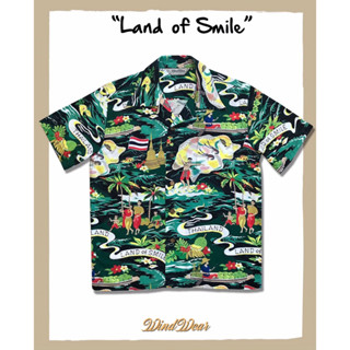 Windwear Land of Smile เสื้อฮาวายลาย สยามเมืองยิ้ม สีน้ำเงิน Dark Green