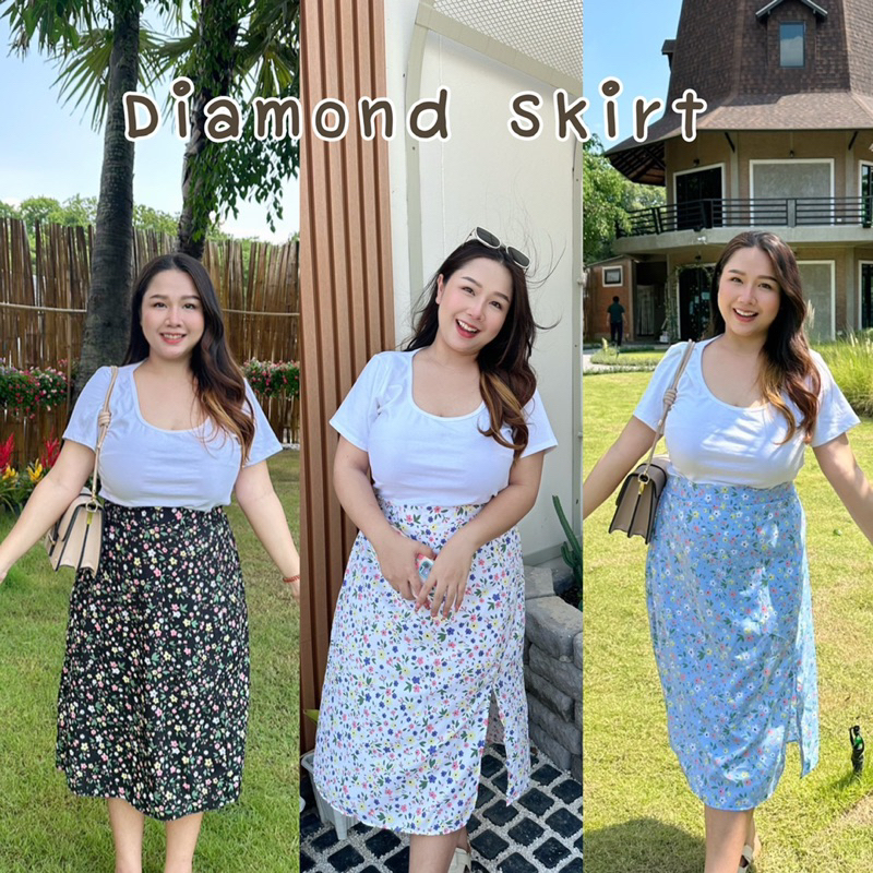 Diamond Skirt กระโปรงเกาหลีสาวอวบ ขนาดฟรีไซส์