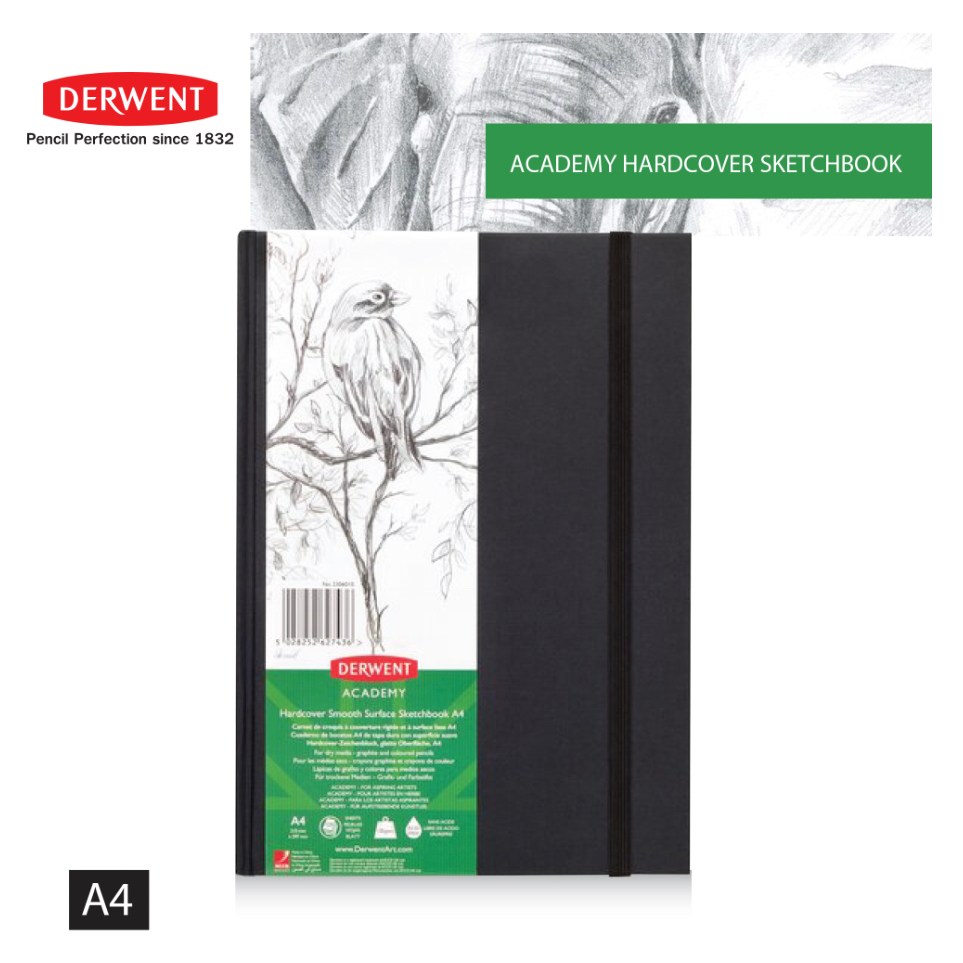 Derwent academy hardcover smooth surface sketchbook A4 I สมุดสเก็ตซ์ปกแข็ง มีรอยปรุ ผิวเรียบ ความหนา