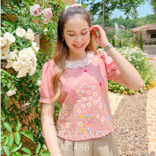 ALITTA CARESS AC486 เสื้อลินิน คอแต่งระบาย งานปักทั้งตัว น่ารักมาก ใส่แลัวคุณหนูสุดๆ มีซับในกุ้นตะเข็บอย่างดี ใส่แล้วน่า