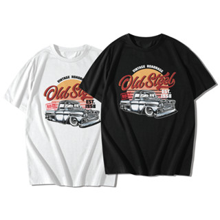 เสื้อยืด "Vintage Car" เสื้อยืดคอกลม เสื้อยืดแขนสั้น Cotton 100% _สีดำ