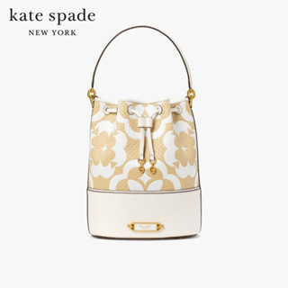 KATE SPADE NEW YORK SPADE FLOWER MONOGRAM RAFFIA GRAMERCY MEDIUM BUCKET BAG KC197 กระเป๋าสะพายข้าง