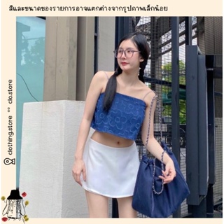 🎋สอบถามก่อนชำระเงิน | ใบหม่อน เสื้อครอปสายเดี่ยวผ้ายีนส์ลายดอกไม้+กางเกงขายาวผ้าซาร่าใส่แมทช์กันสวยๆ