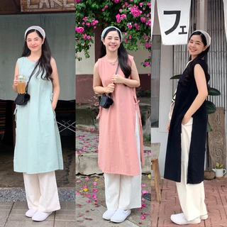 เดรสผูกข้าง แขนกุด 6สีพร้อมส่ง