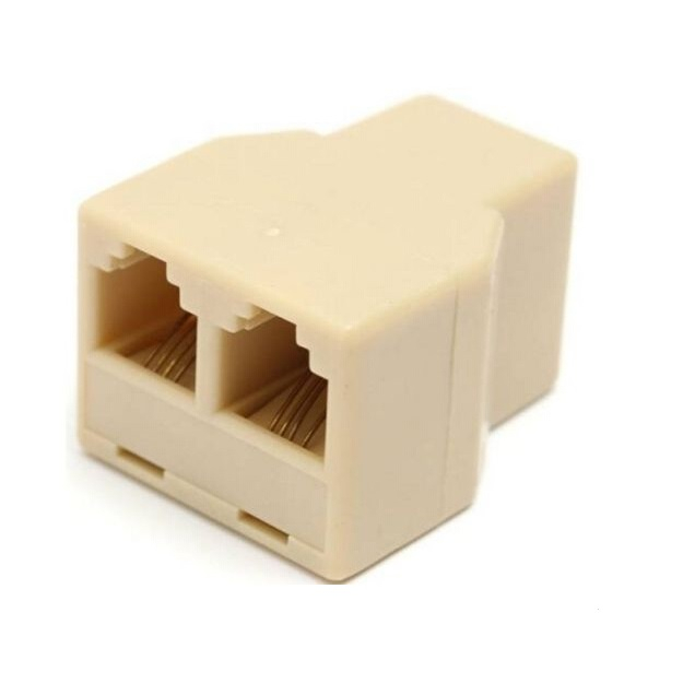 ข้อต่อโทรศัพท์ เข้า 1 ออก 2 ตัวเมีย 6P4C RJ11 Telephone Splitter  1 to 2 Female RJ11 Telephone Phone Jack Line