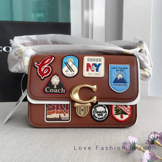 👑ผ่อน0%~แท้100%👑 กระเป๋าสะพาย งานshop COACH C8078 Studio Shoulder Bag 19 With Patches