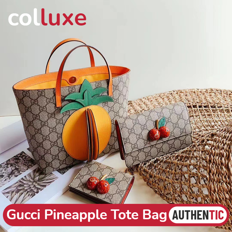 👜กุชชี่ GUCCI Pineapple Tote Bag กระเป๋าหิ้วสับปะรด ถุงสิริ 580840
