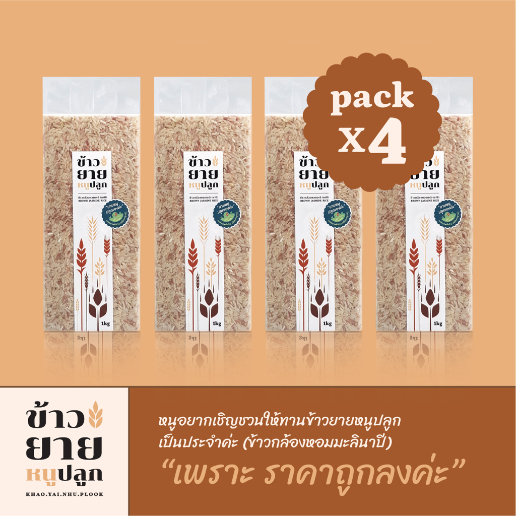 [ขายส่ง] ข้าวกล้องดอกมะลิ 105 ข้าวยายหนูปลูก ขนาด 1 กิโลกรัม จำนวน 4ถุง (ข้าวใหม่เกี่ยวเมื่อ 16 ธันวาคม 66)