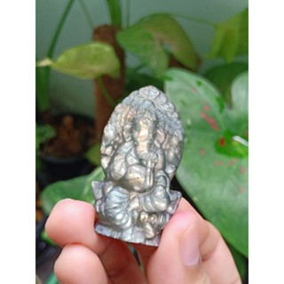 #KN06 Labradorite ลาบราโดไรต์ แกะสลักองค์คเณศ พระพิฆเนศ สูง 4.6 cm ตั้งโต๊ะได้ หินธรรมชาติ