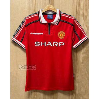 Retro เสื้อฟุตบอลย้อนยุค แมนยู Home คอซิป 1998/1999 อัดชื่อนักเตะ BECKHAM, SCHOLES, KEANE, CANTONA