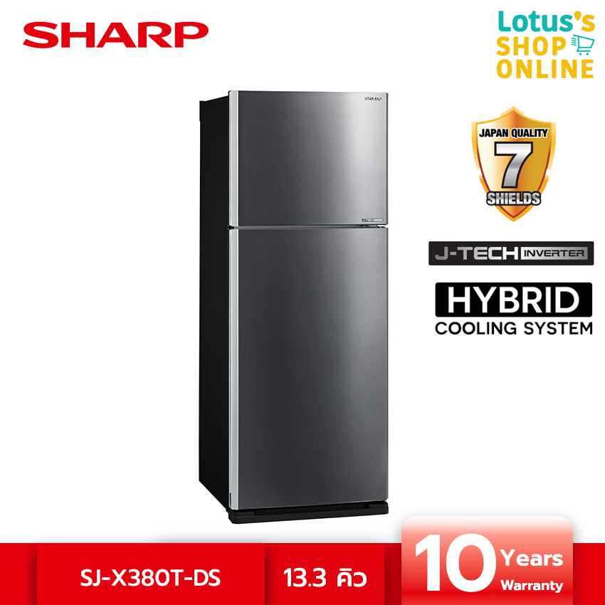 SHARP ชาร์ป ตู้เย็น ระบบอินเวอเตอร์ 2 ประตู ขนาด 13.3 คิว รุ่น SJ-X380T-DS สีเงิน