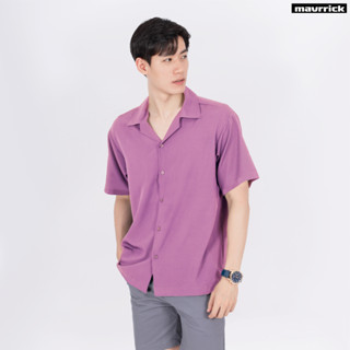 MAVRRICK-มาริค ยอดขาย No.1 สุดยอดเสื้อเชิ้ต-ฮาวาย ยับยาก เสื้อฮาวาย(แขนสั้น)_สีม่วงพาสเทล