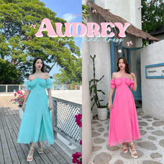 SEOULMATE AUDREY #SM6612 เดรสผ้าชีฟอง ดีเทลคล้องคอแต่งแขนตุ๊กตา ผ่าด้านหน้าเพิ่มความเซ็กซี่เบาๆ