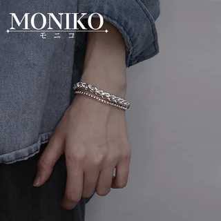MONIKOสร้อยข้อมือเหล็กไทเทเนียมบุรุษสีเงิน