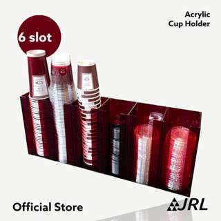 JRL ที่ใส่แก้ว อคริลิค 6 ช่อง สูง 25.4 ซม (สีดำใส แดงใส ชาใส ใส) - กล่องใส่แก้ว ฝา ฝาแก้ว อคริลิค อะคริลิค