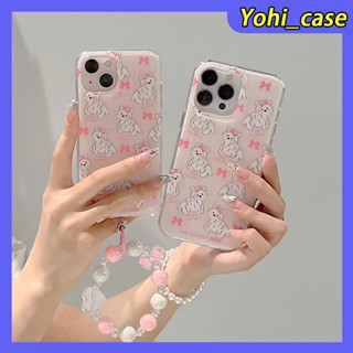 💕พร้อมส่ง💕iPhone 14 13 12 11 Pro Max เคส for เคสไอโฟน11 น่ารัก บางเบาพกพาง่าย การ์ตูน ลูกสุนัข  แฟชั่น โซ่มุก Case