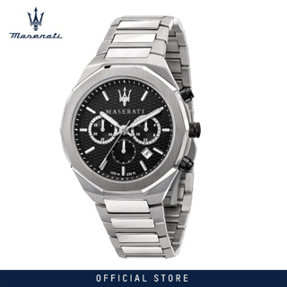 [2 Years Warranty] Maserati Stile 45mm Black Dial Mens Stainless Steel Chronograph Quartz Watch R8873642004