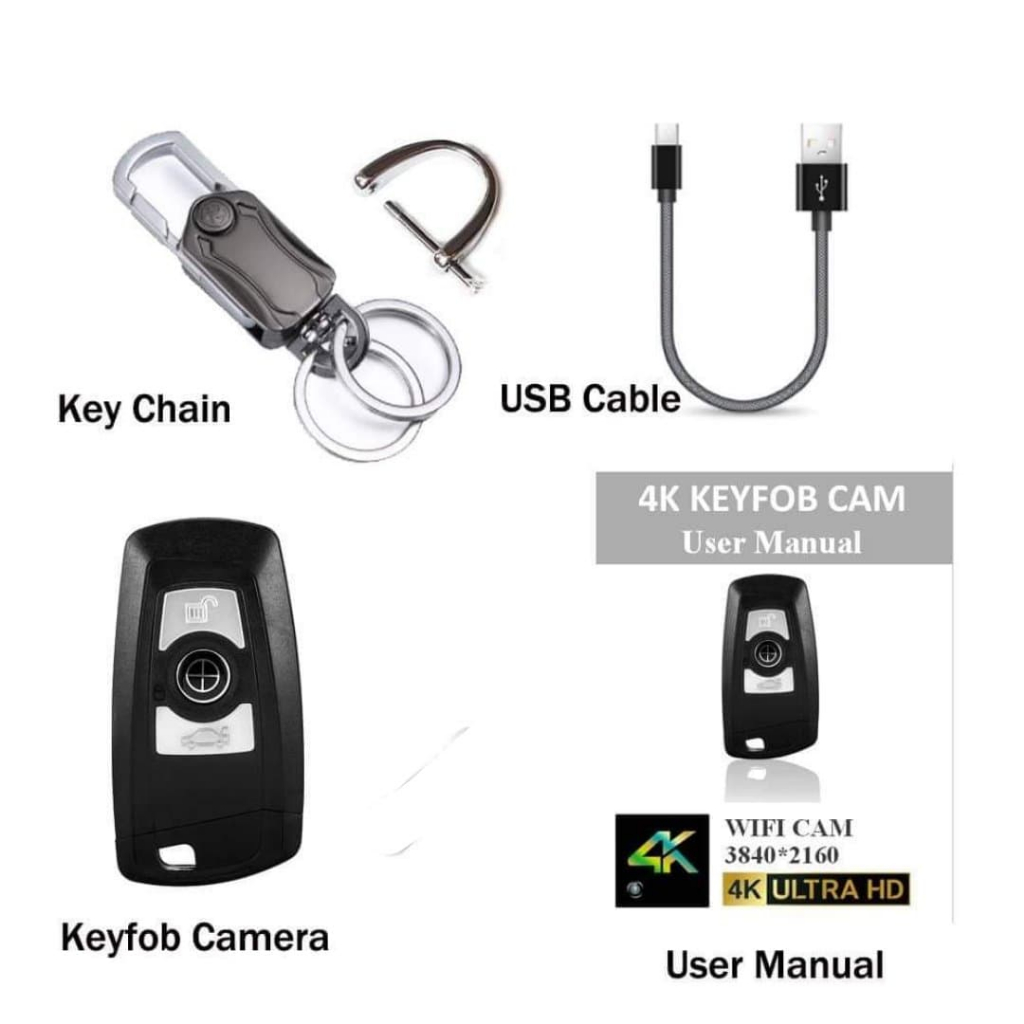 กล้องVDO ทรงกุญแจรีโมทรถ WiFi ความชัด4K UHD ภาพชัดสุดๆ บันทึกVDO ถ่ายภาพนิ่ง บันทึกเสียง