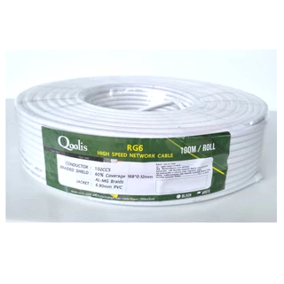 Qoolisคลูลิสต์ สายนำสัญญาณRG6-100M. ซิลด์ 60%(สีดำ,สีขาว) เกรดอย่างดี
