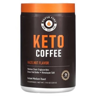 RAPIDFIRE, Keto Coffee, Hazelnut, Instant, Medium Roast, 7.93 oz (225 g) กาแฟ คีโต เฮเซลนัต