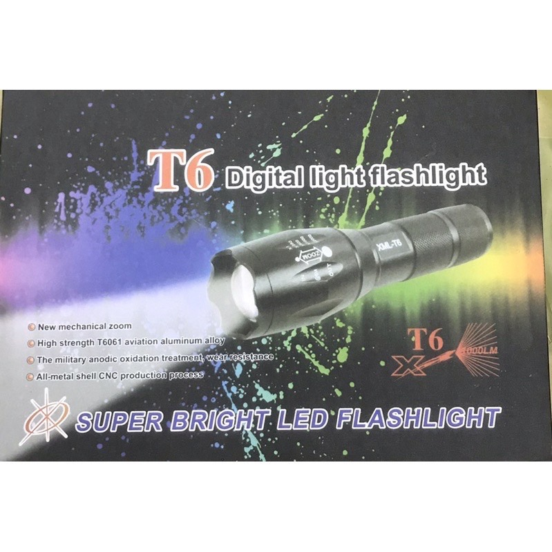 【เก็บเงินปลายทาง】 ไฟฉายแรงสูง T6 UltraFire XMLl-T6 XB-103 ไฟฉาย แรงสูง ซูมได้ พร้อมอุปกรณ์ครบชุด CRE