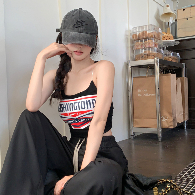 *พร้อมส่งในไทย*  เสื้อสายเดี่ยวแต่งสายใส เสื้อผู้หญิงพิมพ์ลายตัวอักษร Y10 ราคา ถูกที่สุด ดีลบีเคเค แกลเลอรีภาพที่ 4