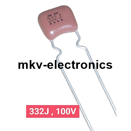 (5ตัว) 332J 100V Mylar Capacitor (รหัสสินค้า M01310)