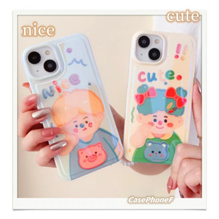 ✨ส่งของขวัญ✨เคส for iPhone 11 14 Pro Max Case for iPhone 12 13 ป้องกันการตก การป้องกัน พื้นผิวกระจก สาวน่ารักหัวใจ การ์ต