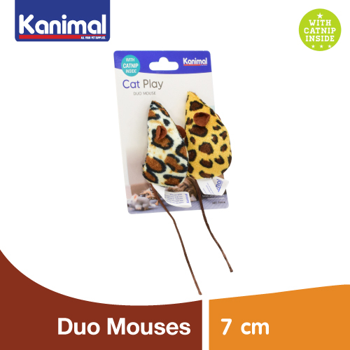 [79974] Kanimal Cat Toy ของเล่นแมว Duo Mouse ของเล่นหนูผ้ามีหาง เล่นสนุก สำหรับแมวทุกสายพันธุ์ ขนาด 7 ซม. (2 ตัว/แพ็ค)