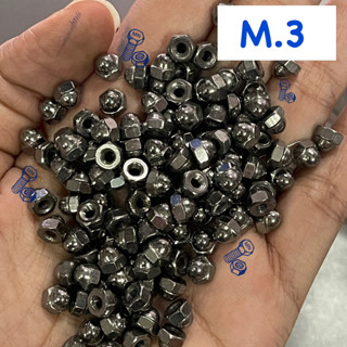 หัวน็อตหมวก น็อตตัวเมียหัวหมวก เหล็กชุบโครเมียมเงา M3-M12 (ราคาส่ง100ตัว) พร้อมส่งค่ะ