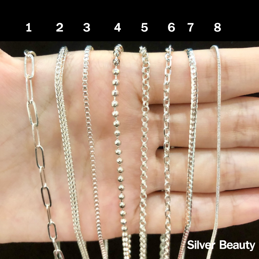 8ลายตะขอหัวจรวดSILVER BEAUTY :สร้อยเด็กสร้อยคอเงินแท้92.5% ห้อยพระ ไซส์ 16นิ้ว เงินแท้ทั้งเส้นไม่ชุบ