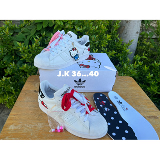 Superstar X Hello Kitty อาดิดาส Sz.36-40 อปก.ครบเซท คิตตี้ รองเท้าผ้าใบสำหรับผญ V81A103