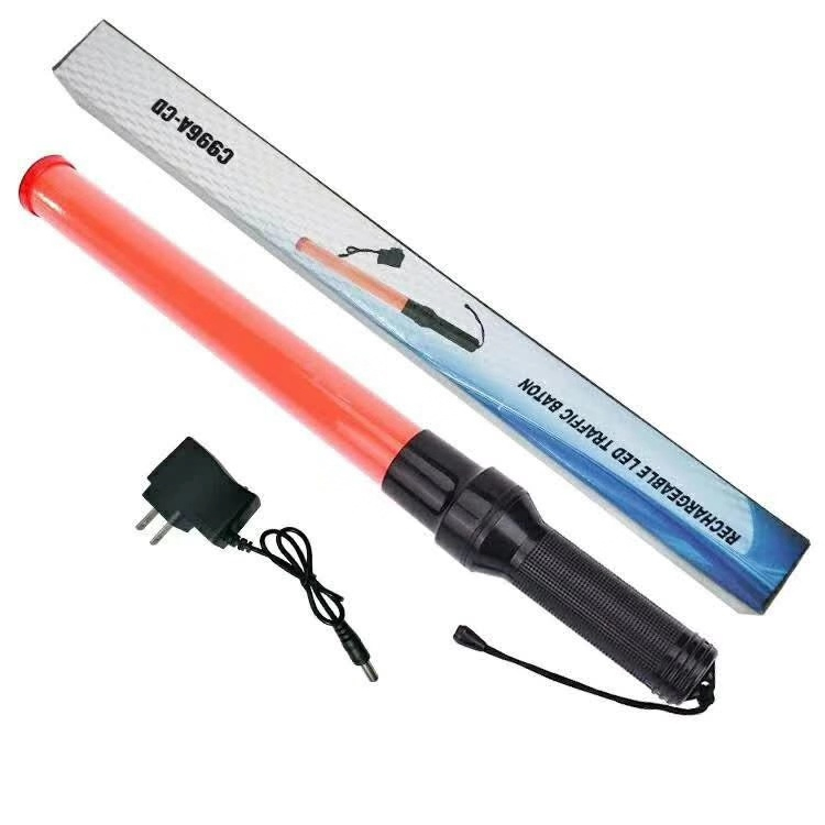 ZHB-CCกระบองไฟจราจร 2 จังหวะ ชาร์จไฟได้ ไฟกระพริบ ไฟค้าง 54 CM (สีแดง-red)