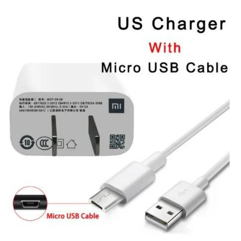 สายชาร์จ XIAOMI Power Adapter MDY-09-EK/EW EU US 5V 2A Micro USB / Type C Data Cable Wall Charger Support All Micro USB