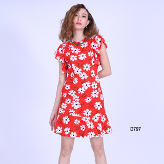 AMILA Dress AM-D797 ชีราเม้นท์ แขนสั้น IGPU20-5 FS20230619