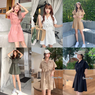 Teera❤️พร้อมส่ง✨Camping Dress🌸เดรสแคมป์ปิ้งเนื้อผ้าลินิน ป้ายnanny งานสวย มินิมอลมาก