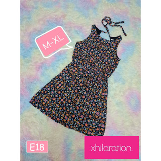 Size M-L🔴Xhilaration เดรสลายดอก เดรสชีฟอง เอวสม็อค dress ชีฟอง