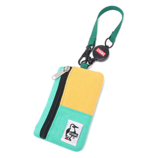 CHUMS COMMUTER PASS CASE SWEAT NYLON สี YOLK YELLOW X AQUA GREEN - กระเป๋าใส่บัตร กระเป๋าคล้องคอ