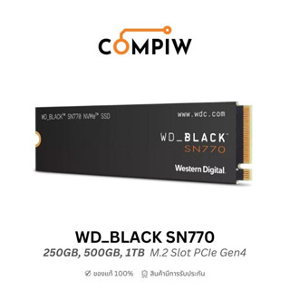 WD_BLACK SN770 250GB, 500GB, 1TB SSD M.2 2280 PCIe Gen4 x4 NVMe (WD BLACK M2) (Compiw Shop)