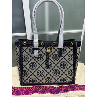 พร้อมส่ง TORY BURCH 81803 T MONOGRAM JACQUARD SMALL TOTE BAG NAVY