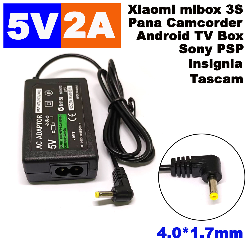 5V 2A Power Adapter Supply DC 4.0*1.7mm for Android TV Box Sony PSP Insignia Tascam Xiaomi mibox 3S Panasonic Camcorder