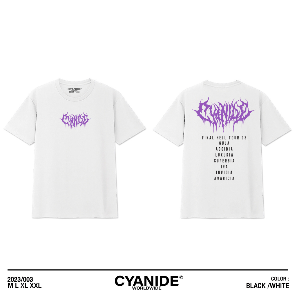 เสื้อยืดสีขาว Cyanide clothing ไซยาไนด์ ลายเดธเมทัล(Death Metal) คอกลม cotton100%