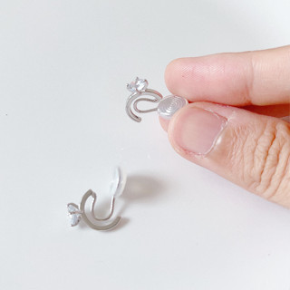 พร้อมส่ง ต่างหูหนีบ สำหรับคนไม่เจาะหู ห่วงขนาดเล็ก ติดเพชร cz