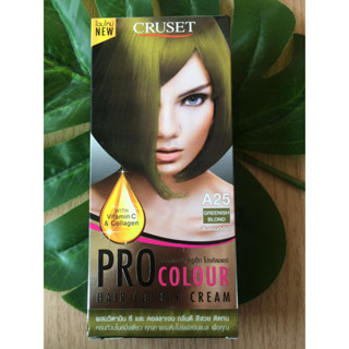 ครูเซ็ท A25 สีบลอนด์เขียว สีผม สีย้อมผม เปลี่ยนสีผม ทรีทเม้นท์ สีแฟชั่น CRUSET PRO A25 GREENISH BLOND HAIR COLOR CREAM