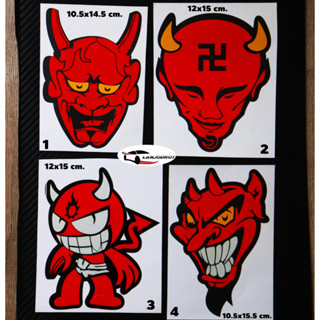 สติ๊กเกอร์ ไวนิล ลาย หน้ากาก ปีศาจ sticker ติดรถ แต่งรถ สไตล์ญี่ปุ่น กันน้ำ แต่งรถยนต์