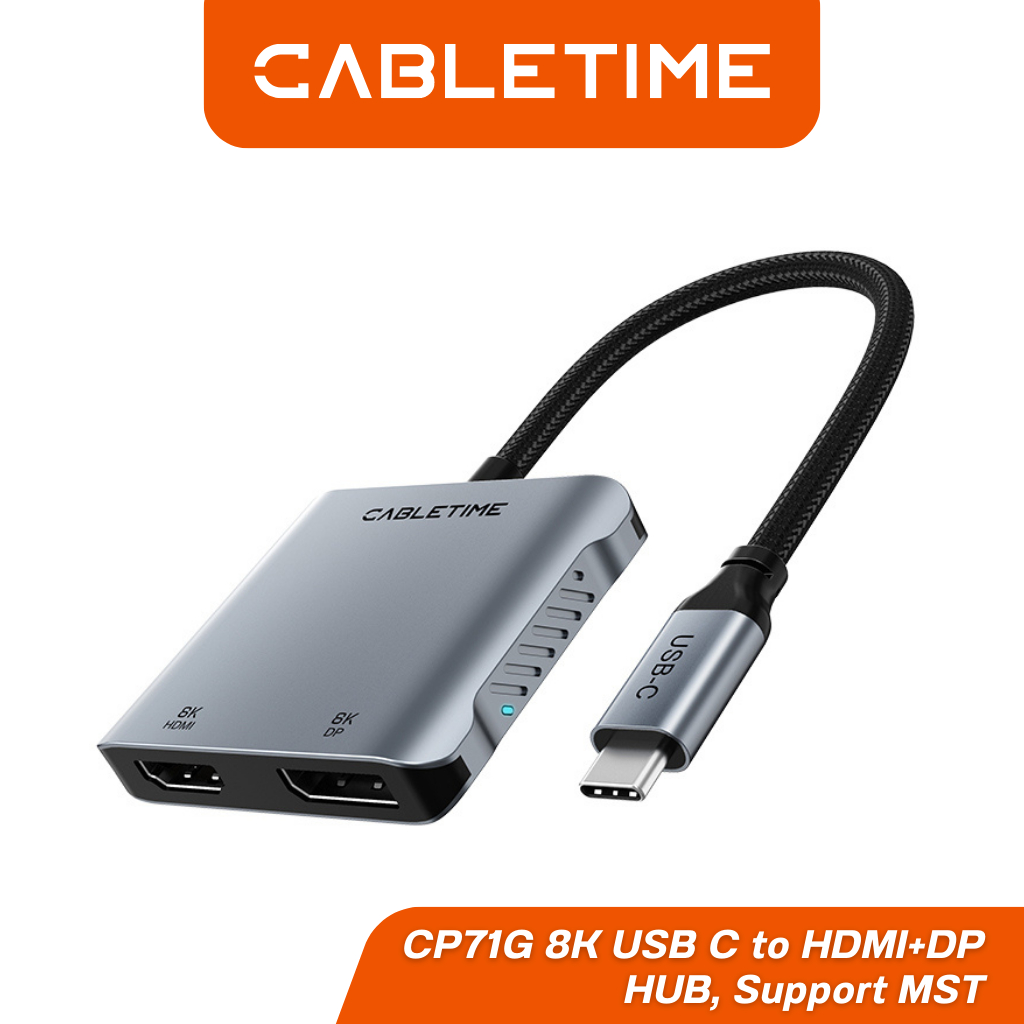 CB71G - CABLETIME Type C TO HDMI DisplayPort 8K Adapter อแดปเตอร์ Type C to HDMI DisPlay Port รองรับ